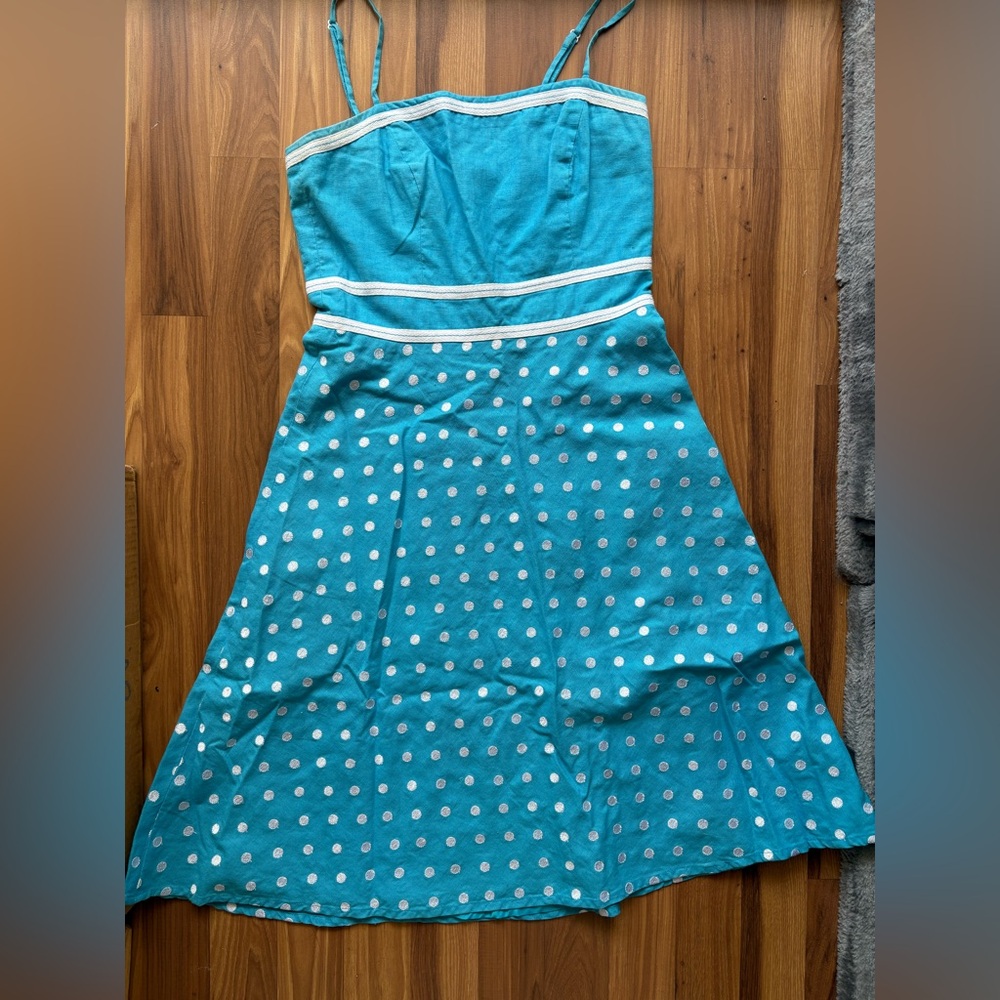 Vintage turquoise polka dot midi dress